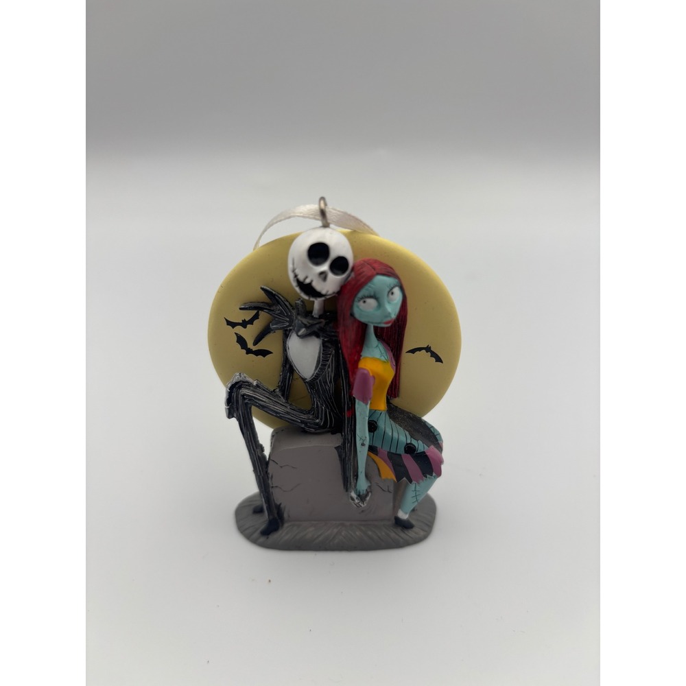 Disney Nightmare Before Christmas Jack and Sally Moon Tombstone Resin Ornament